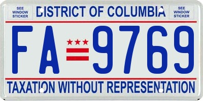 DC license plate FA9769