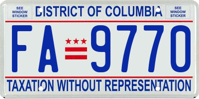 DC license plate FA9770