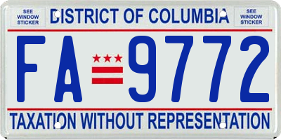 DC license plate FA9772