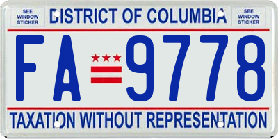 DC license plate FA9778