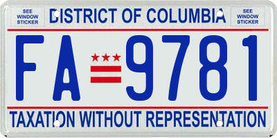 DC license plate FA9781