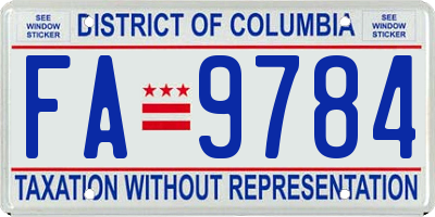 DC license plate FA9784