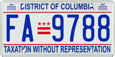 DC license plate FA9788