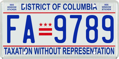 DC license plate FA9789