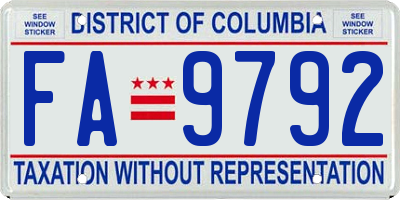 DC license plate FA9792