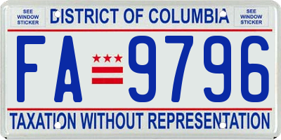 DC license plate FA9796