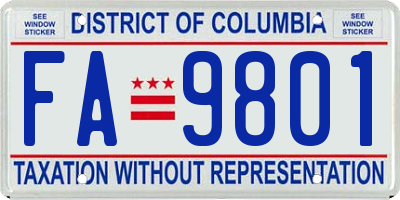 DC license plate FA9801