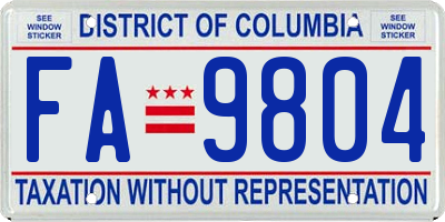 DC license plate FA9804