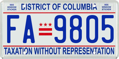 DC license plate FA9805