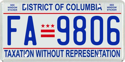 DC license plate FA9806