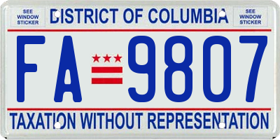 DC license plate FA9807