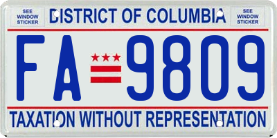 DC license plate FA9809