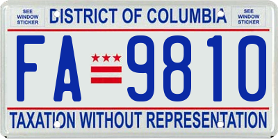 DC license plate FA9810