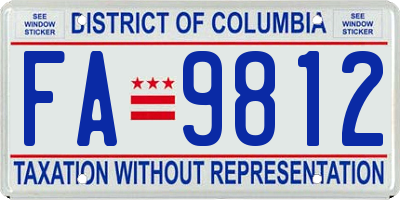 DC license plate FA9812