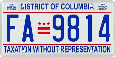 DC license plate FA9814