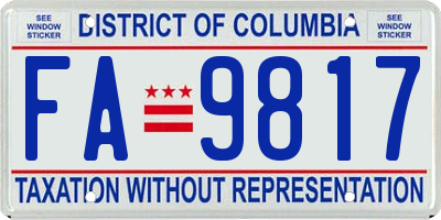 DC license plate FA9817