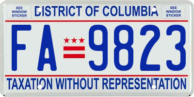 DC license plate FA9823