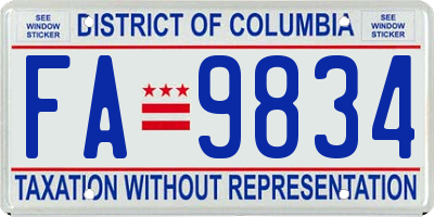 DC license plate FA9834