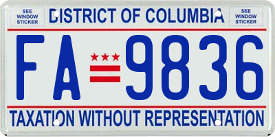 DC license plate FA9836