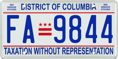 DC license plate FA9844