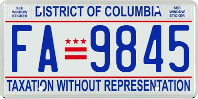 DC license plate FA9845