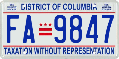 DC license plate FA9847