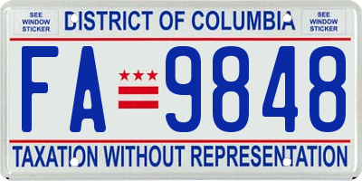 DC license plate FA9848