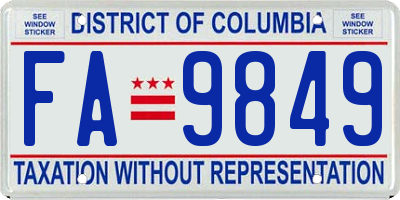 DC license plate FA9849