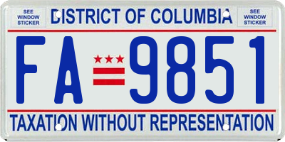 DC license plate FA9851