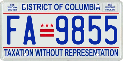 DC license plate FA9855