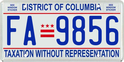 DC license plate FA9856