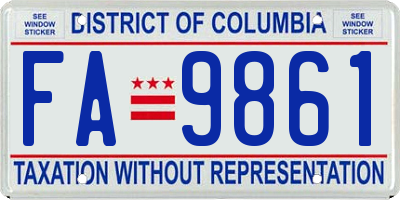 DC license plate FA9861