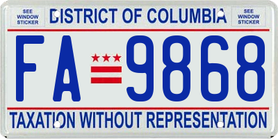 DC license plate FA9868