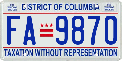 DC license plate FA9870