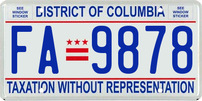 DC license plate FA9878