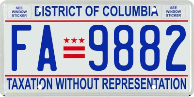 DC license plate FA9882