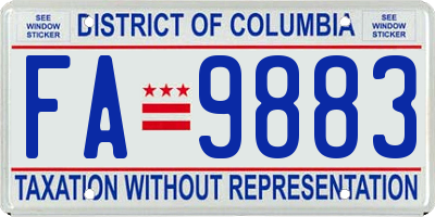 DC license plate FA9883