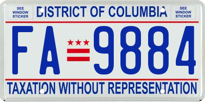 DC license plate FA9884