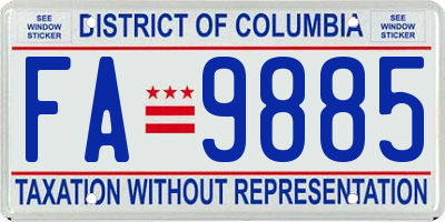 DC license plate FA9885