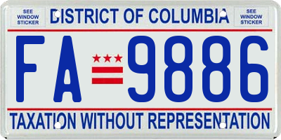 DC license plate FA9886