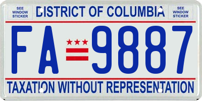 DC license plate FA9887