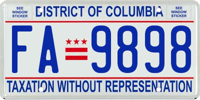 DC license plate FA9898