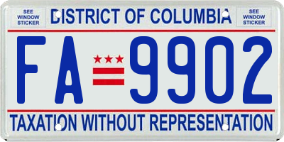 DC license plate FA9902