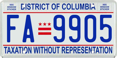 DC license plate FA9905