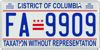 DC license plate FA9909