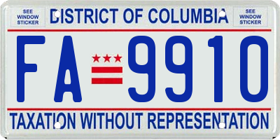 DC license plate FA9910