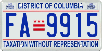 DC license plate FA9915