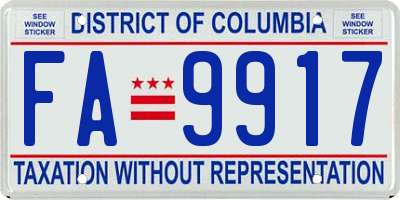 DC license plate FA9917