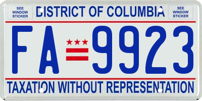 DC license plate FA9923