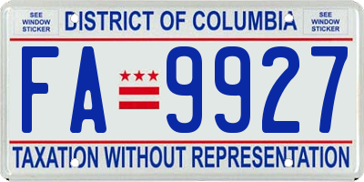 DC license plate FA9927